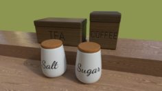 Kitchen Containers for Coffee – Tea – Sugar – Salt 3D Model
