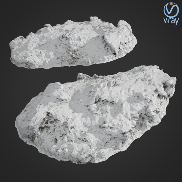 3d scanned rock cliff B Snow 3D Model