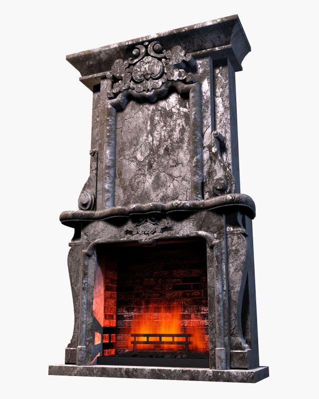 Stone Fireplace 3D Model