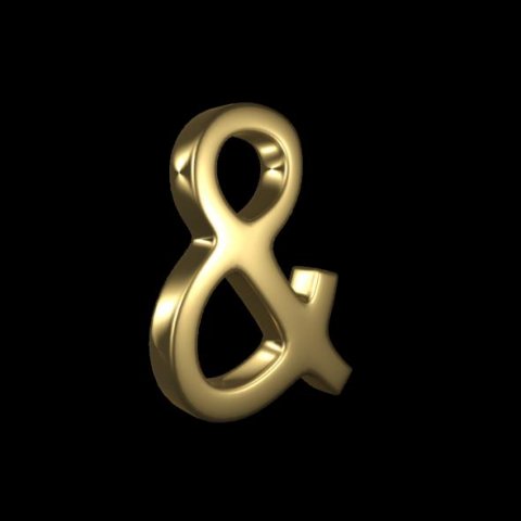 Ampersand gold 3D symbol 3D Model