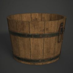 Wooden Bucket 3D Model