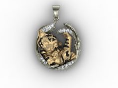Baby tiger necklace 3D Model