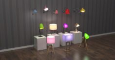 12 home lamps set 3D Model