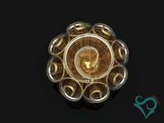Golden flower ring 3d print model 3D Model