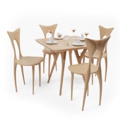 Wood Organic Chair And Table 3D Model