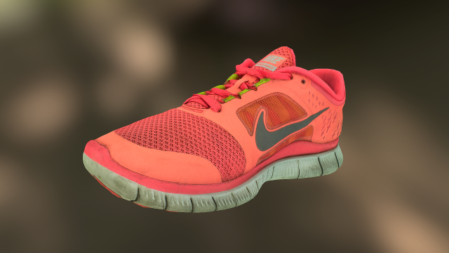 Worn Nike Free Run 3 sneaker shoe low poly model 3D Model
