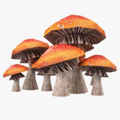Lowpoly Mushrooms 01 3D Model