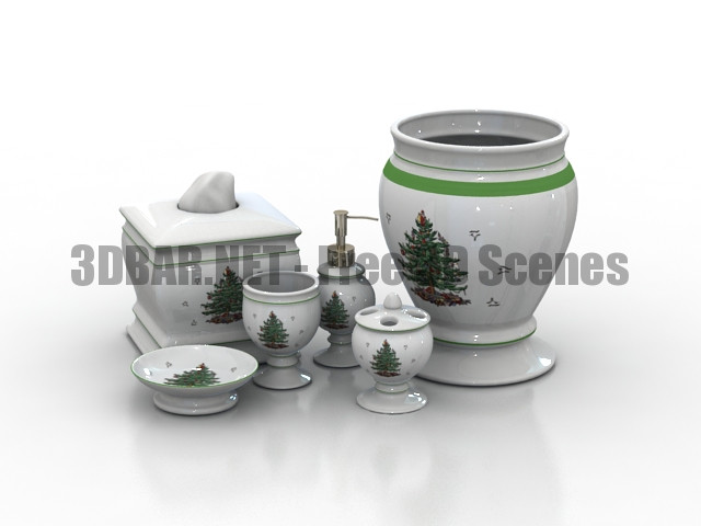 Avanti Spode Christmas Tree Bathroom accessories vases set 3D Collection