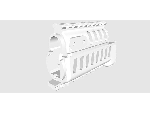 Tactical front handguard on AKSUAK74U airsoft 3D Model