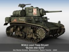 M3A1 Light Tank Stuart – Blood and Guts 3D Model
