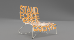 Designer chair with inscriptions 3D Model