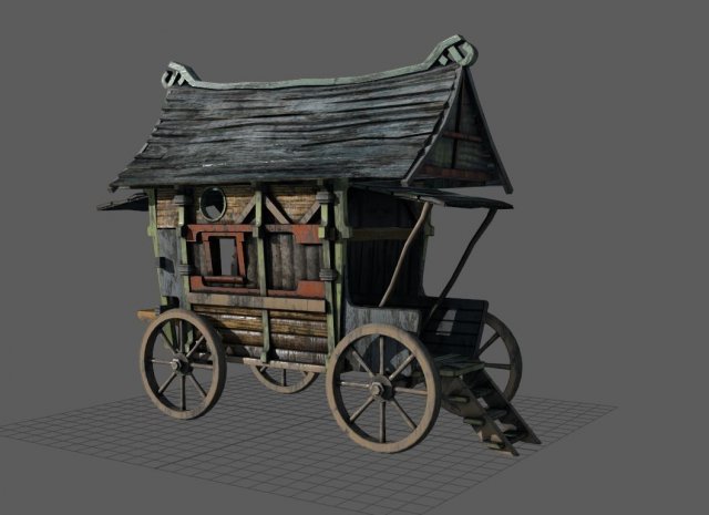 Fancy Medieval Caravan 3D Model