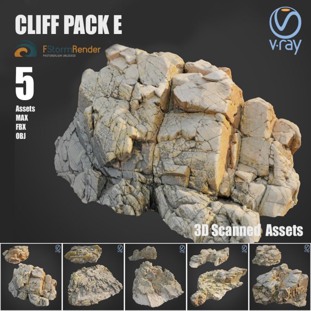 Cliff pack E bundle 3D Model