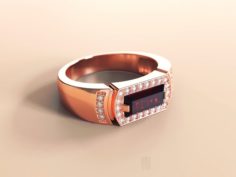 Mens ring with ruby and diamonds 3D Model