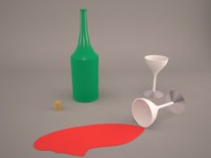 Bottle Glass Of Wine 3D Model