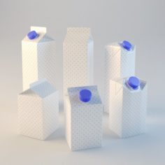 Milk and Juice Tetrapacks 3D Model