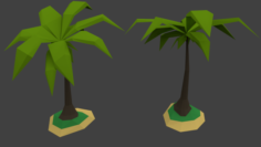 Low Poly Palm Tree Island 3D Model