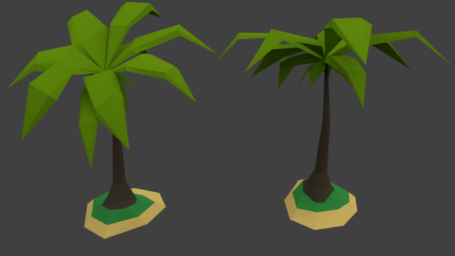 Low Poly Palm Tree Island 3D Model