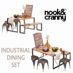 NookCranny Industrial Dining Set 3D Model
