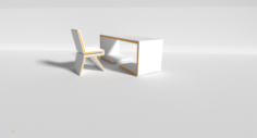Minimalism table and chair 3D Model