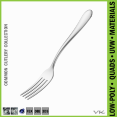 Table Dinner Fork Common Cutlery 3D Model