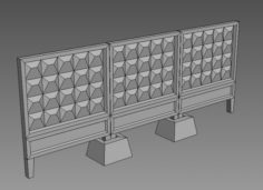 Lowpoly oncrete fence 3D Model