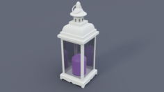 White home lantern with lavender candle 3D Model