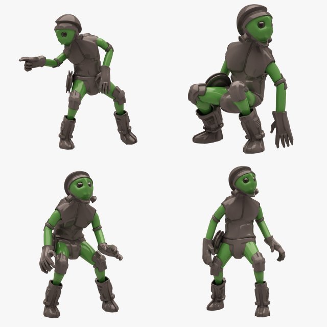 Sci-Fi Man 02 8 ANIMATION POSE Lowpoly 3D Model