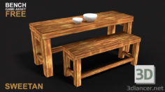 3D-Model 
3D Bench Table Game Asset – Low poly