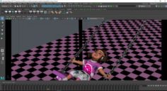 A girl kid playing Swing 3D Model