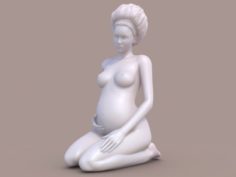 Woman afro pregnant 3D Model