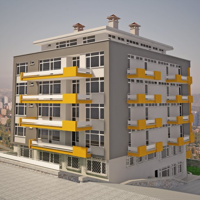 Apartment Building 01 V9 3D Model