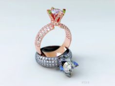 Gold ring with diamonds 3D Model