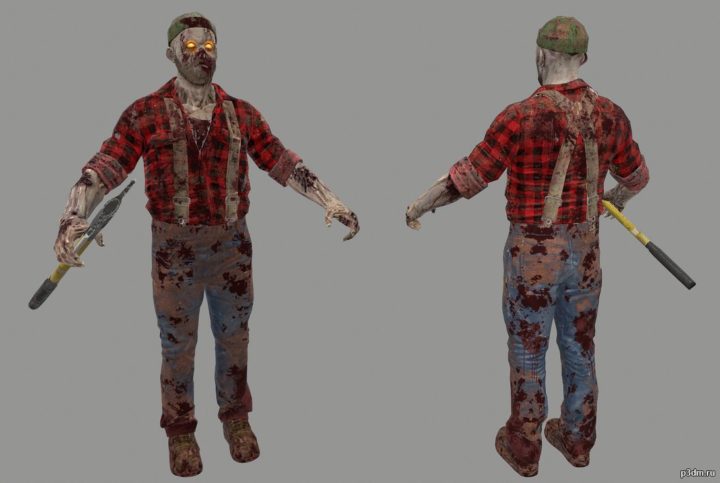 Rave Zombie Lumberjack 3D Model
