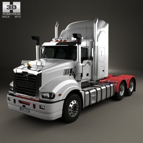 Mack Trident Axle Back High Rise Sleeper Cab Tractor Truck 2008 3D Model