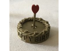 Birthday Cake with Heart Candle 3D Print Model