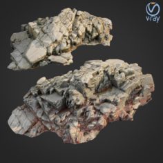 3d scanned rock cliff B2 3D Model