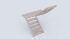 Wooden Stairs Low Poly 3D Model
