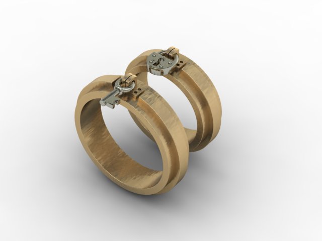 Jewellery ring wedding lock key 3D Model