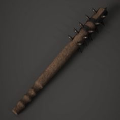 Wooden Spiked Club 3D Model
