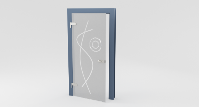 Modern Metal Glass Door 3D Model
