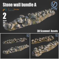 Stone wall bundle A 3D Model