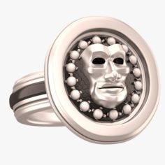 Face Mask Ring Silver 3D Model
