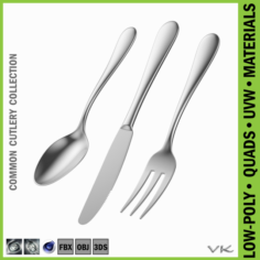 Dessert Knife Fork Spoon Common Cutlery 3D Model