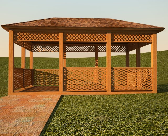 – wooden arbour 3D Model