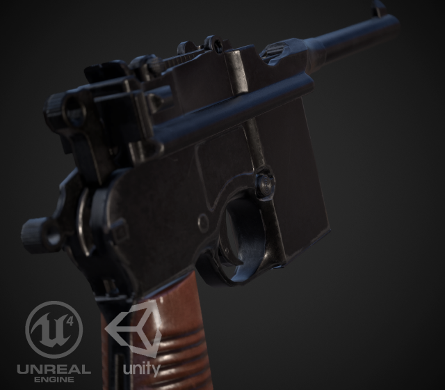 Mauser M712 Full Automatic Pistol 3D Model
