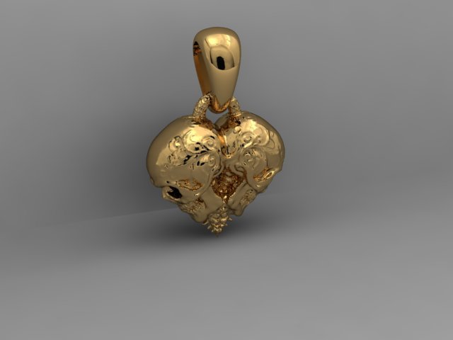 Skull heart pendant 3D Model