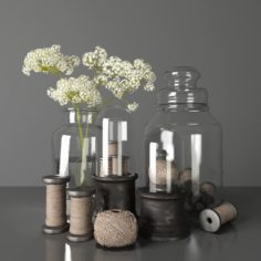 Decorative Set – Threads and Bouquet 3D Model
