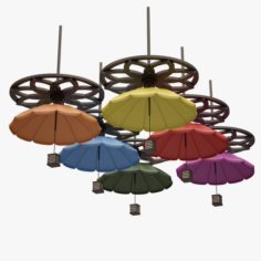 Colorful Umbrella Lamp Set 3D Model