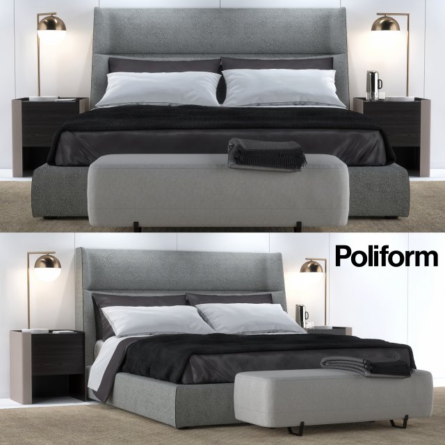 Bed Poliform Chloe Letto 3D Model